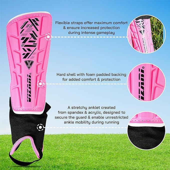 Vizari Malaga Shin Guards for Kids, Youth, Adults â€“ Lightweight Soccer Shin Pads with Ankle Protection for Boys, Girls, Men & Women (Ages 3 to Adult) - Image 3